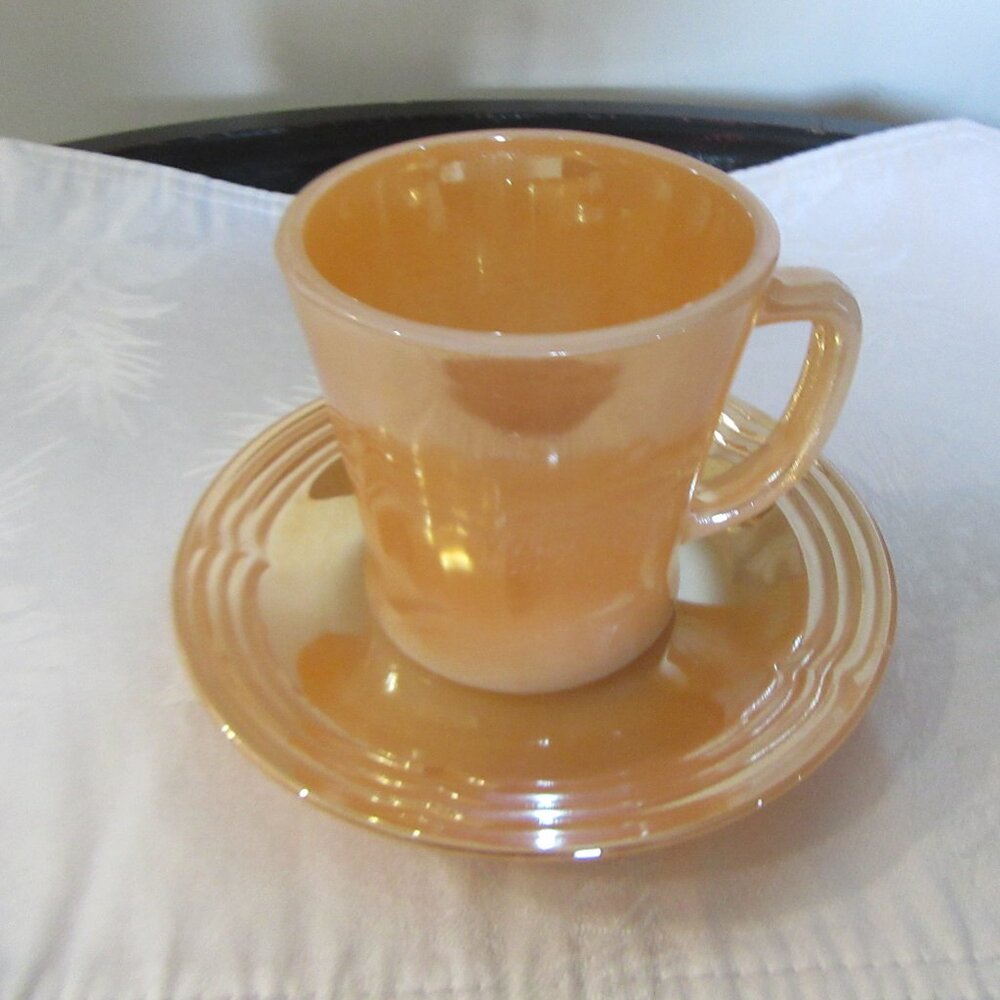 Vintage Fire King Peach Lustre Mug and Saucer